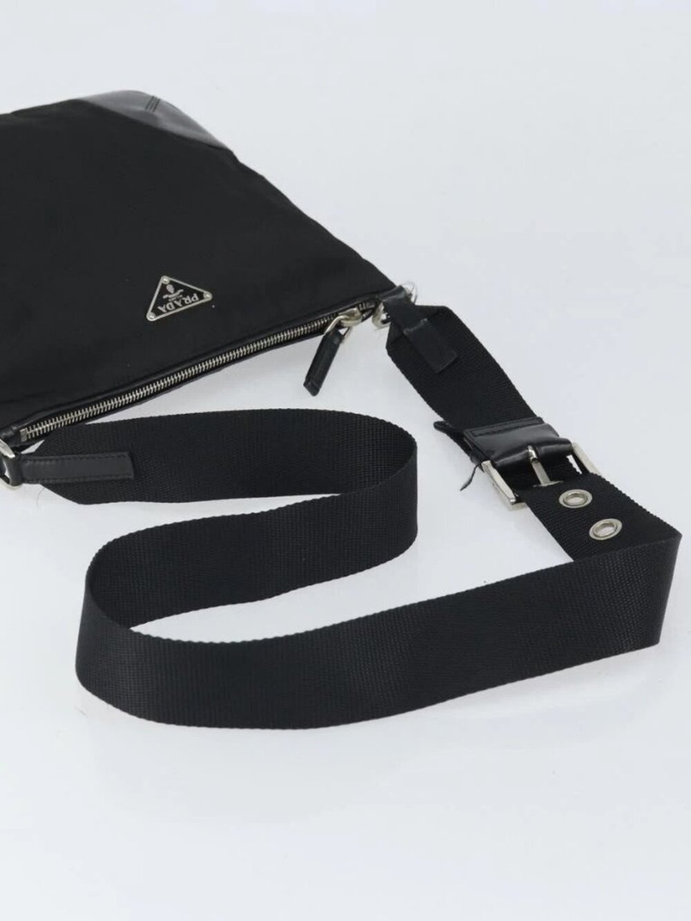 PRADA Shoulder Bag Nylon Leather Black Silver Auth 169453 - Picture 8 of 16